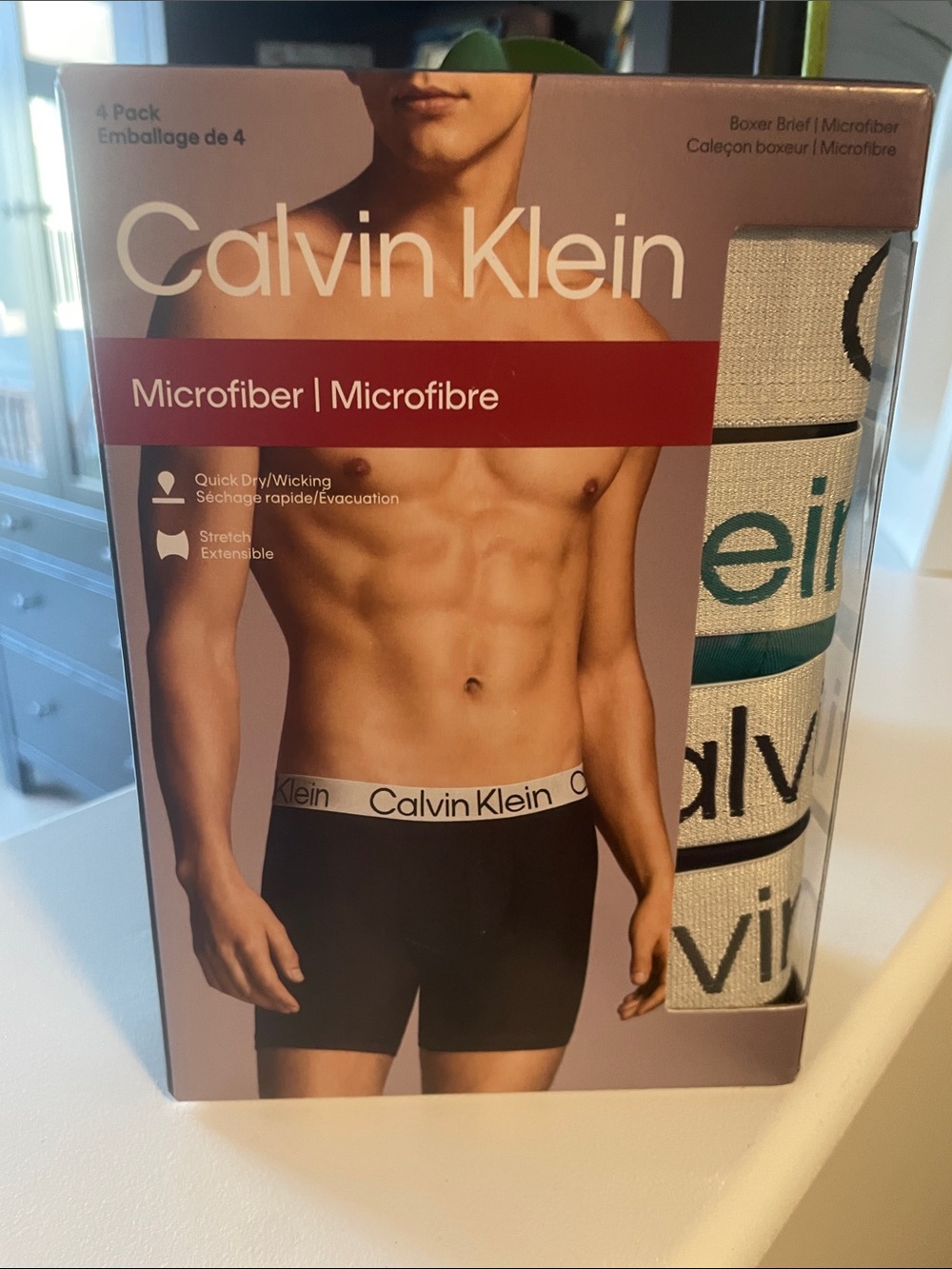 Calvin Klein Men's Microfiber Boxer Briefs - Black, White & Teal